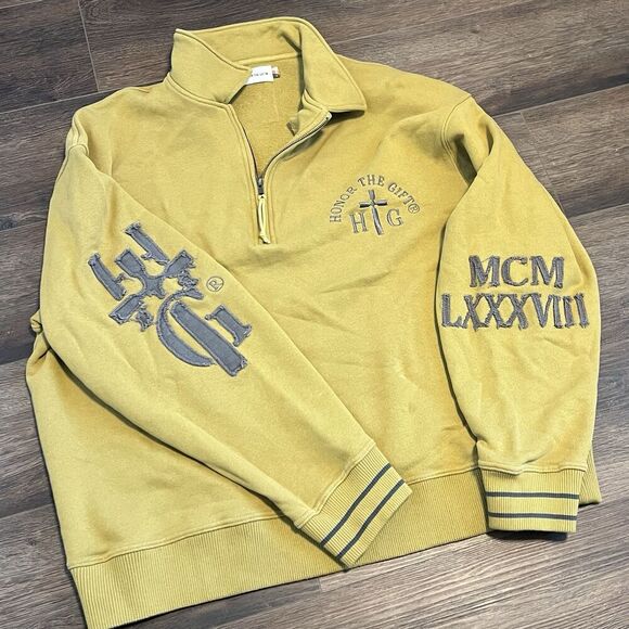 Honor The Gift Prep School Henley Sweatshirt Size 3XL Mustard Yellow Pullover - Picture 10 of 11